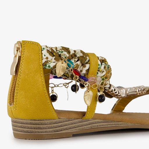 Dames sandalen met kettinkjes geel