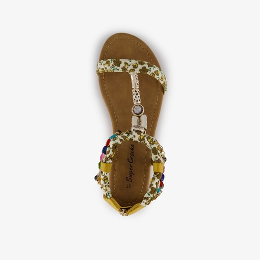 Dames sandalen met kettinkjes geel