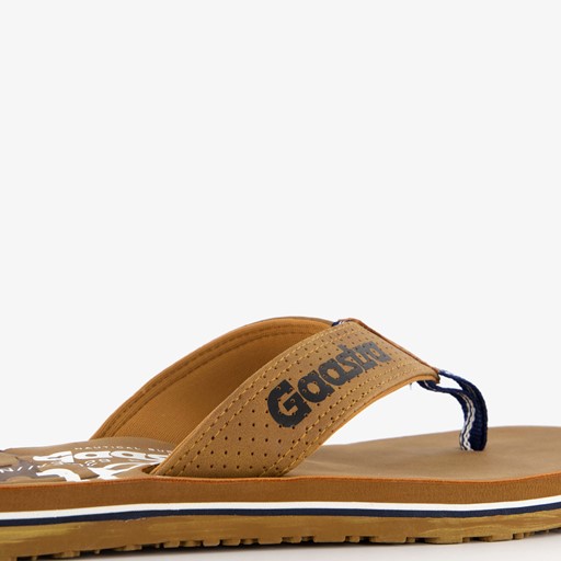 Heren teenslippers cognac