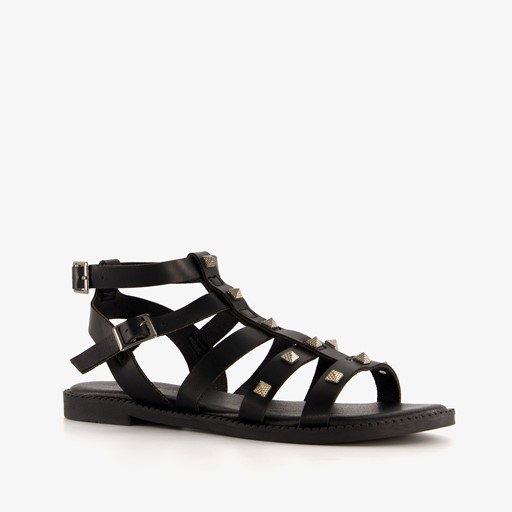 Dames sandalen zwart met studs