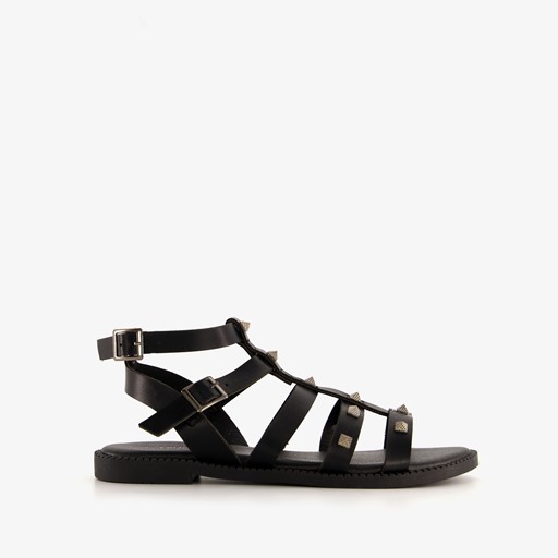 Dames sandalen zwart met studs