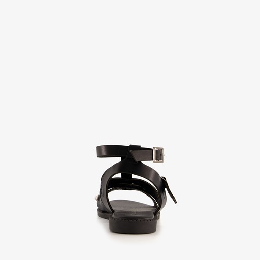Dames sandalen zwart met studs