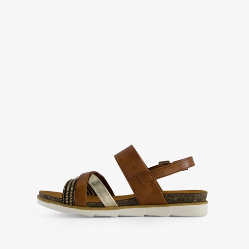 Dames sandalen bruin goud