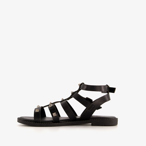 Dames sandalen zwart met studs