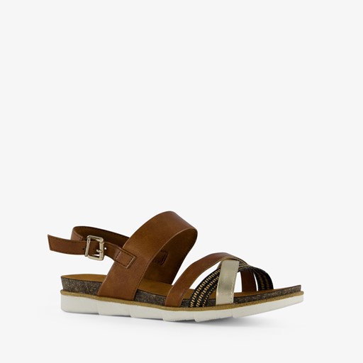 Dames sandalen bruin goud