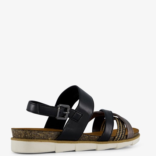Dames sandalen zwart goud