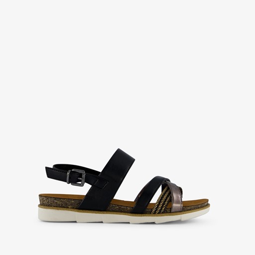 Dames sandalen zwart goud