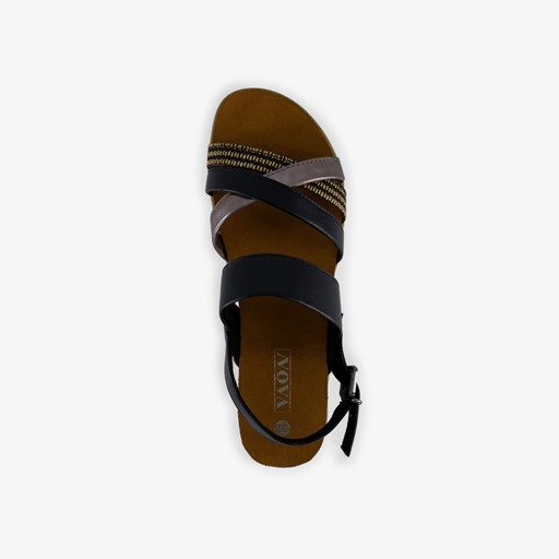 Dames sandalen zwart goud
