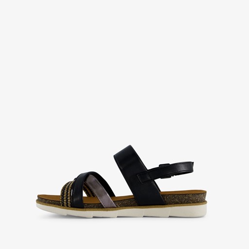 Dames sandalen zwart goud