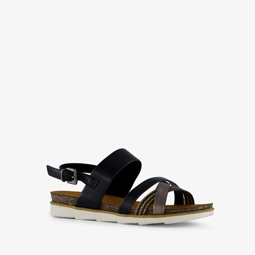 Dames sandalen zwart goud