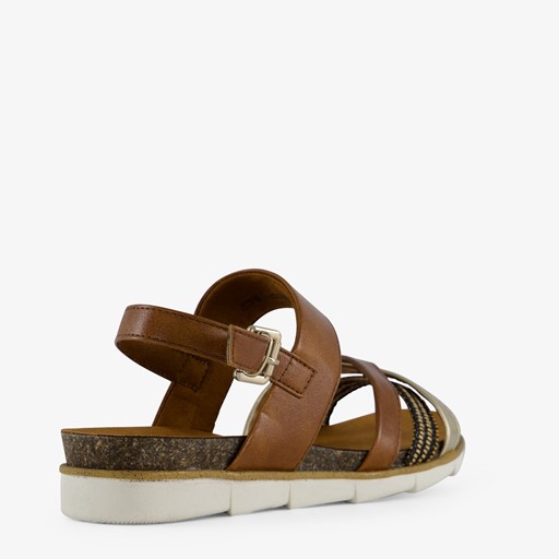 Dames sandalen bruin goud
