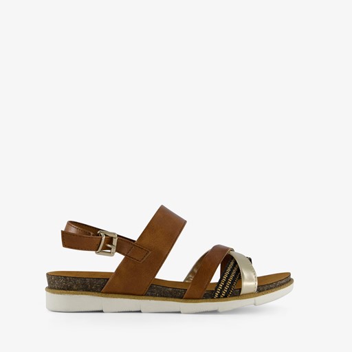 Dames sandalen bruin goud
