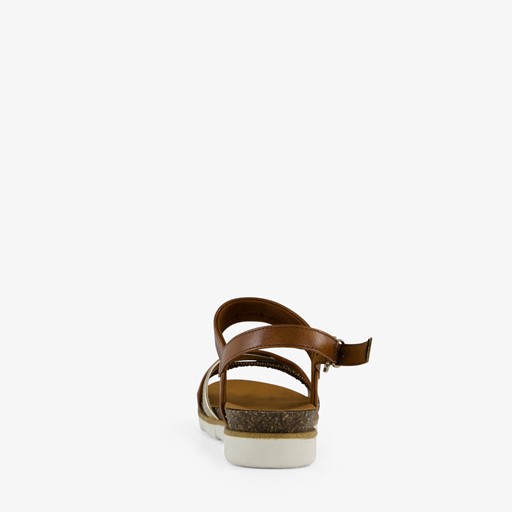 Dames sandalen bruin goud