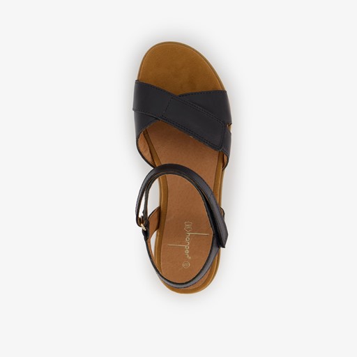 Leren dames sandalen zwart