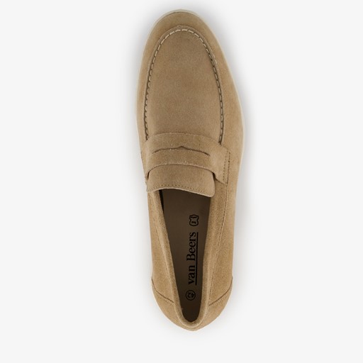 Suede heren instappers beige