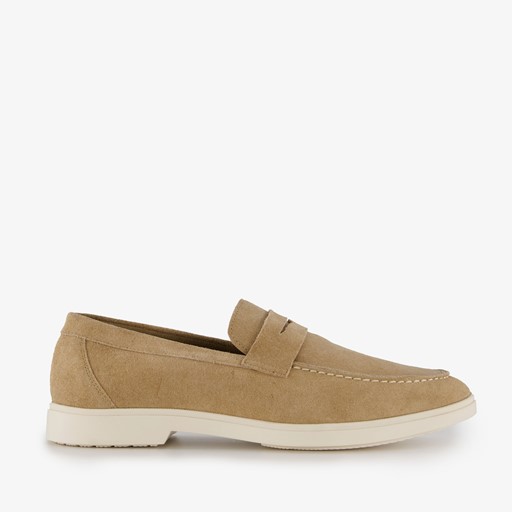 Suede heren instappers beige