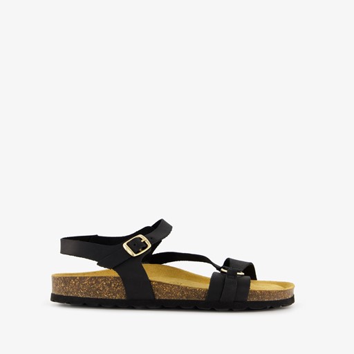 Leren dames sandalen zwart