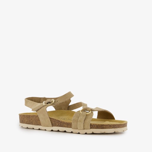 Leren dames sandalen beige