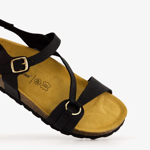 Leren dames sandalen zwart