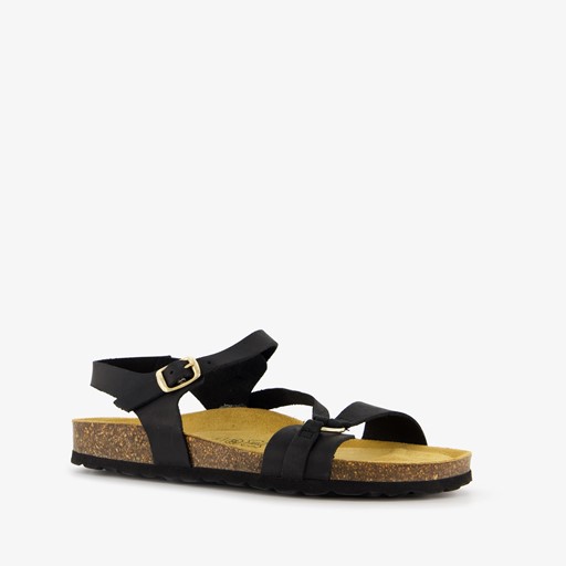 Leren dames sandalen zwart