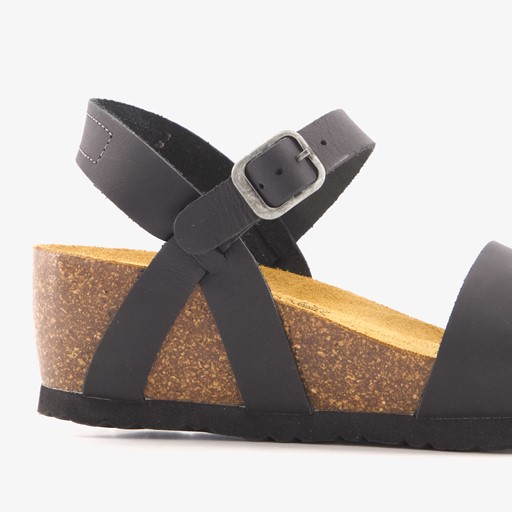 Leren dames sandalen met sleehak