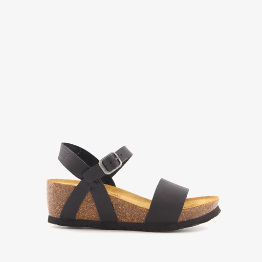 Leren dames sandalen met sleehak