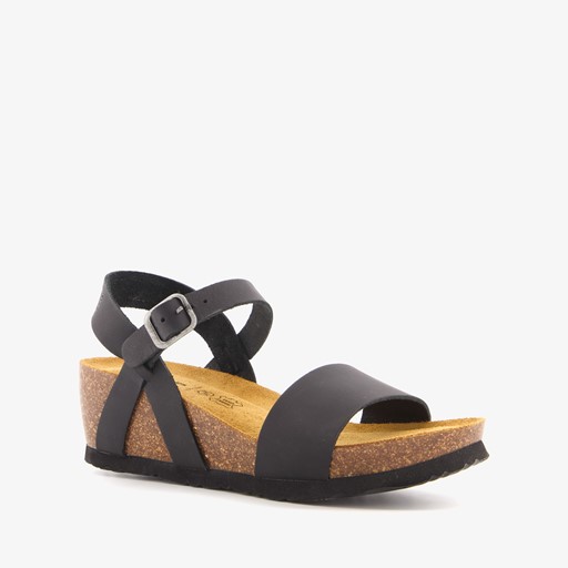 Leren dames sandalen met sleehak