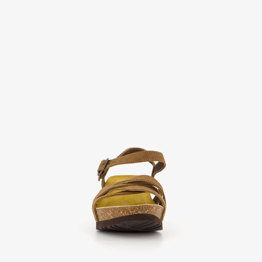 Suede sandalen met sleehak taupe