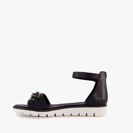 Dames sandalen zwart met gouden detail