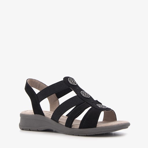 Dames sandalen met zilverkleurige knopen