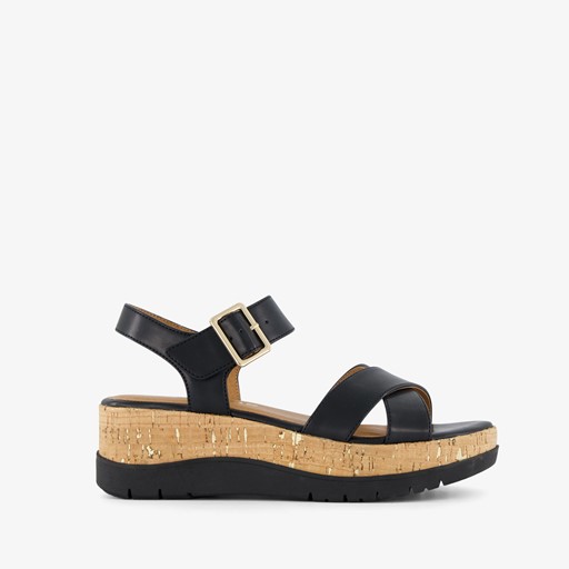 Dames sandalen met sleehak zwart