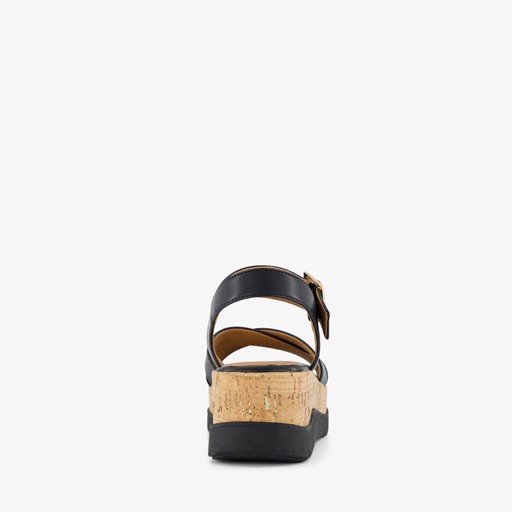 Dames sandalen met sleehak zwart