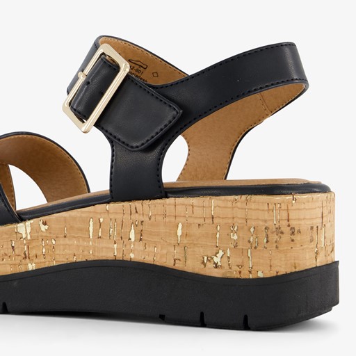 Dames sandalen met sleehak zwart