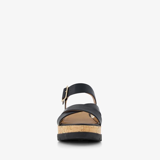 Dames sandalen met sleehak zwart