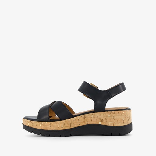 Dames sandalen met sleehak zwart