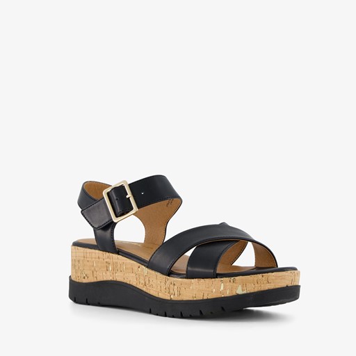 Dames sandalen met sleehak zwart