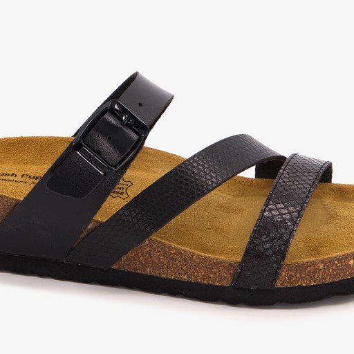 Dames bio slippers met sleehak zwart