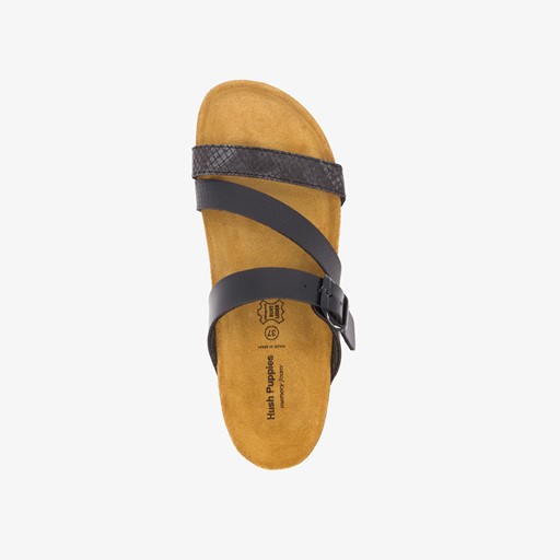 Dames bio slippers met sleehak zwart