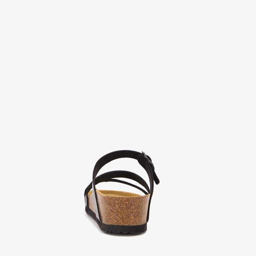 Dames bio slippers met sleehak zwart