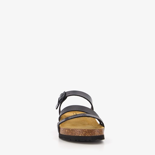 Dames bio slippers met sleehak zwart