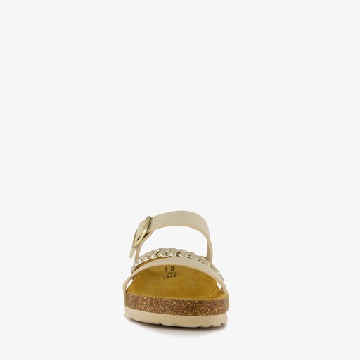 Dames bio slippers met sleehak goud