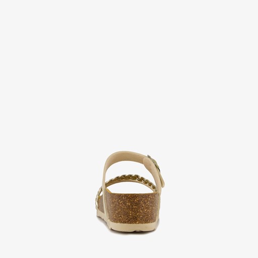 Dames bio slippers met sleehak goud