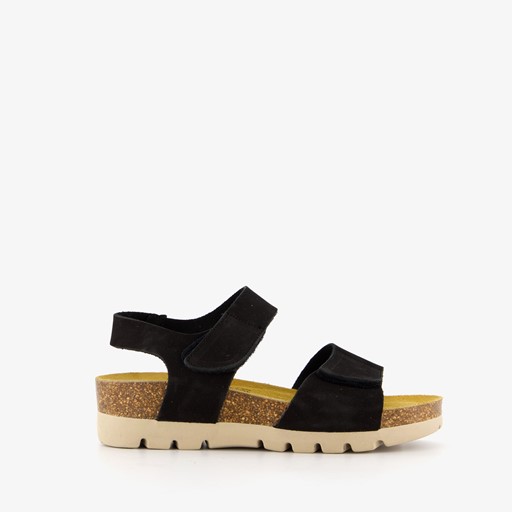 Suède dames bio sandalen zwart