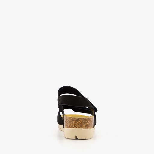 Suède dames bio sandalen zwart