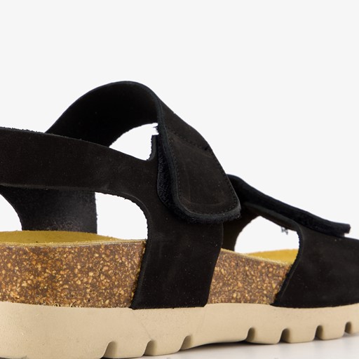 Suède dames bio sandalen zwart