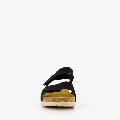 Suède dames bio sandalen zwart