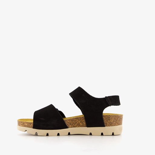 Suède dames bio sandalen zwart