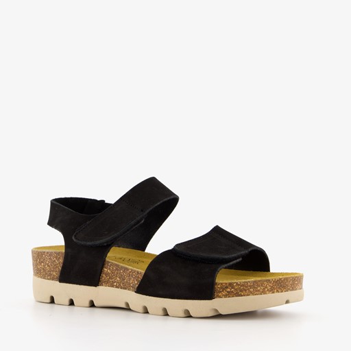 Suede dames bio sandalen zwart