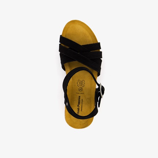 Leren sandalen met sleehak zwart