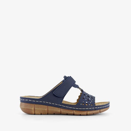 Dames slippers met perforaties blauw